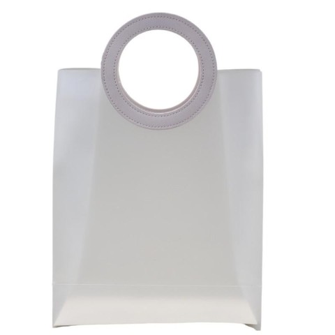 BORSETTA MAXI MANICO TONDO BIANCO H32X26X11